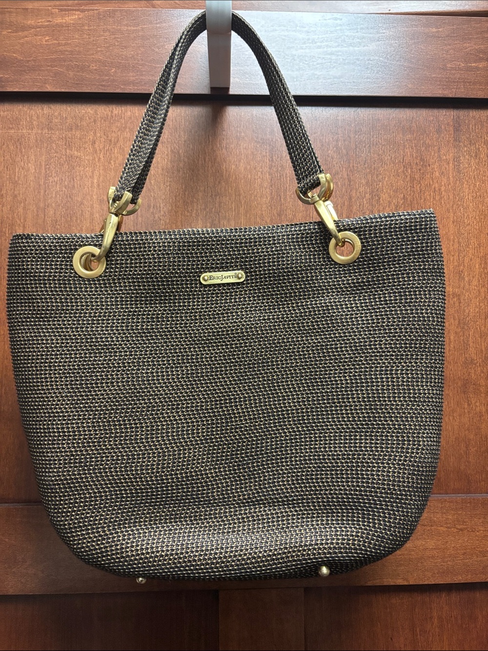 Eric Javits Brown Squishee Tote with Gold Hardware